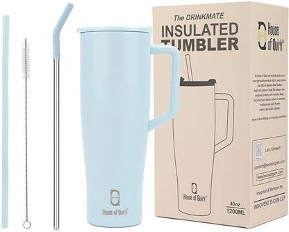 HOUSE OF QUIRK 1200ML Tumbler with Handle and 2 Straw Flip Lid 1200 ml Bottle