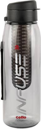 cello Infuse Plastic Water Bottle, 800 ml,Black 800 ml Bottle