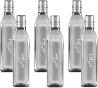 MILTON Prive Pet Water bottle, Set of 6, 1 Litre Each, Grey | BPA Free | Leak Proof 1000 ml Bottle