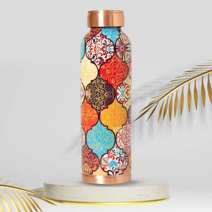 decorative india Copper Printed Water Bottle for Home and Office 1000 ml Copper Bottle