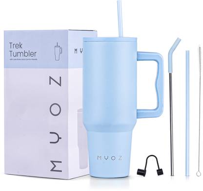 MYOZ Stainless Steel Vacuum Double Insulated Tumbler with Lid, Cap, Handle & Straw 1200 ml Bottle