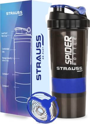 Strauss Spider Protein Shaker Bottle | Gym Shaker | Sipper Bottle | Gym Bottle 500 ml Plastic Shaker