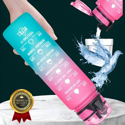 Loyalmart Leakproof 1L Motivational Water Bottle with Time Markers & Straw 1000 ml Bottle