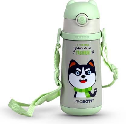 PROBOTT School Champ 370ml Sipper Bottle with Strap for Kids, Hot & Cold Water Bottle_F 371 ml Steel Flask
