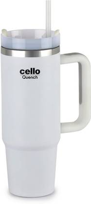 cello Quench Steel Insulated Tumbler with Lid & Straw | Sipper Flask with Handle | 900 ml Flask