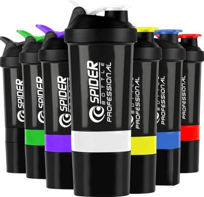 ZYRO Spider Gym bottle with Stainless Steel Mixer Ball & 2 Containers for Protein 500 ml Shaker