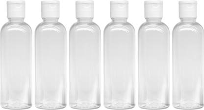 Erza 200ml Empty Clear Plastic Bottles Refillable Pack of 6 200 ml Bottle