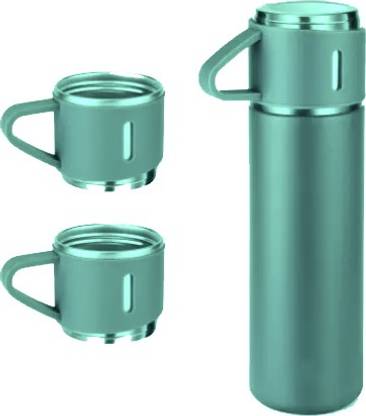 kiaraz vacuum flask set with 3 cups green color 500 ml Flask