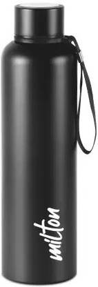 MILTON Aura 1000 Thermosteel Bottle, 1.05 Litre, Black | 24 Hours Hot and Cold 1050 ml Bottle