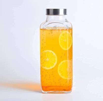 the anuja French Square Transparent Glasses with Air Tight Lid 1000 ml Bottle