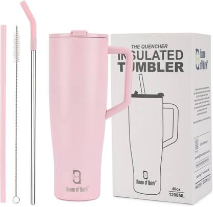 HOUSE OF QUIRK 1200ML Tumbler with Handle and 2 Straw Flip Lid 1200 ml Bottle