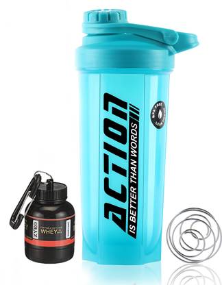 ZYRO Protein Funnel & Gym Shaker Bottle with Stainless Steel Spring Ball For Protein 750 ml Plastic Shaker