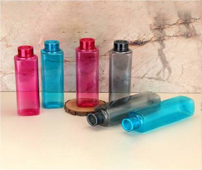 QUPSY Square Plastic Water Bottle For Fridge, School, Collage, Office, Kitchen 6_Pcs 800 ml Plastic Bottle