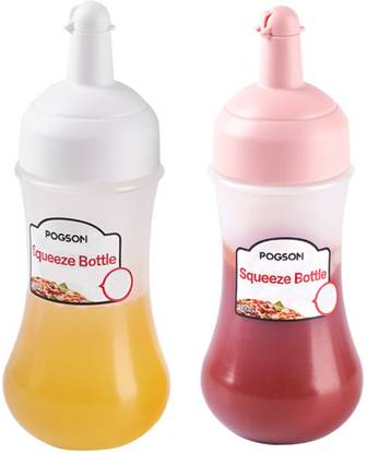 YANCI Condiment Squeeze Bottles, Plastic Sauce Squeeze Squirt Bottles with Lid 280 ml Bottle