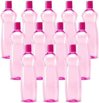 MILTON Pacific 1000 Pet Water Bottles, 1 Litre Each, Set of 12, Pink 1000 ml Bottle