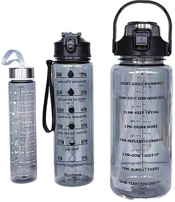 SeaRegal 2 litre Water Bottle with Time Marker 2000 200 ml Bottle With Drinking Glass