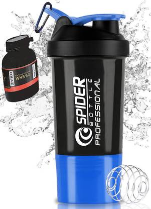 ZYRO Protein Funnel & Spider Gym Shaker Bottle with Stainless Steel Spring Ball 500 ml Shaker