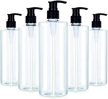 BOLT 5 Pieces Empty Shampoo Pump Bottles Refillable Dispenser Container 500 ml Plastic Spray Bottle