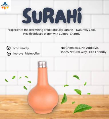 Terra Charms **Earthenware Surahi**: Highlights the use of natural clay material. 1250 ml Bottle