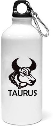 Rushaan Taurus symbol design (BG Black) - Printed Sipper Bottles For Astrology Lovers 600 ml Flask