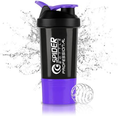 Dassio Spider Gym Shaker with Stainless Steel Mixer Ball & 1 Containers for Protein 500 ml Plastic Shaker
