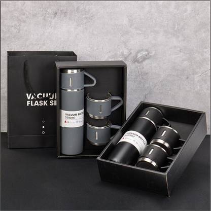 USM 3 in 1 Vacuum Insulated Thermo Flasks 500ml with 3 cups Gift Set (in Gift Box) 500 ml Flask