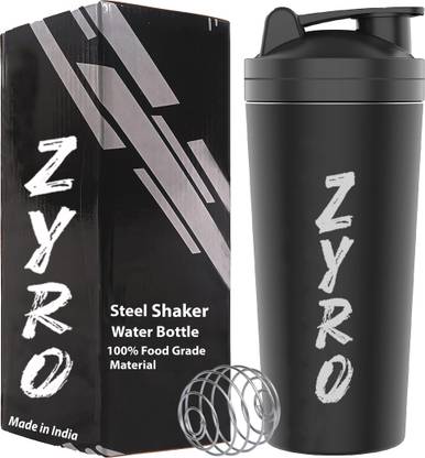 ZYRO Stainless Steel Gym Shaker Bottle for Protein Shake, BCAA, with Mixing ball 750 ml Shaker