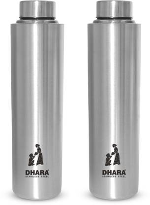 Dhara Stainless Steel एवरफ्रेश 1000 सिंगल वॉल स्टेनलेस स्टील ऑफिस वॉटर बॉटल 2 का सेट 960 ml बॉटल