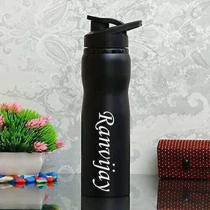 savri Personalized Stainless Steel Water Bottle With Engraved Name Matt (Black) 800 ml Bottle