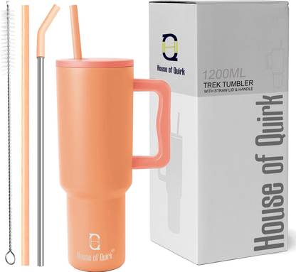 HOUSE OF QUIRK 1200ML Tumbler with Handle and Straw Lid Double Insulated Cup Reusable 1200 ml Bottle