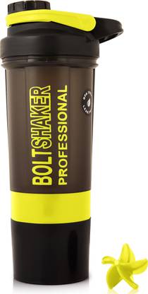 ZYRO Bolt Professional Gym Sipper Bottle with Blending Mixer Ball & 2 Containers 600 ml Shaker