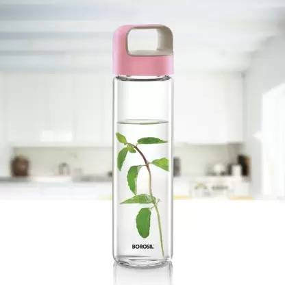 BOROSIL NEO 1L WIDE PINK LID (Pack of 1, Clear, Glass) 1000 ml Bottle