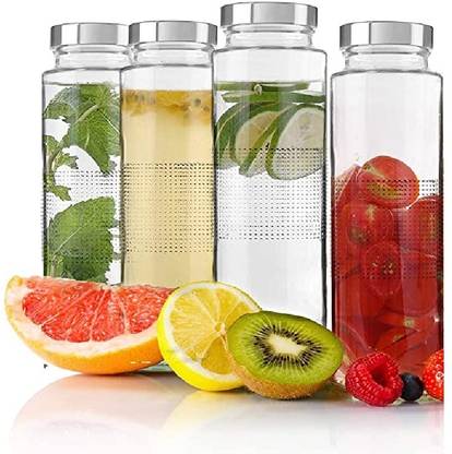 Coozico Transparent Glass Bottle For Fridge, Milk, Smoothie 750 ml Bottle