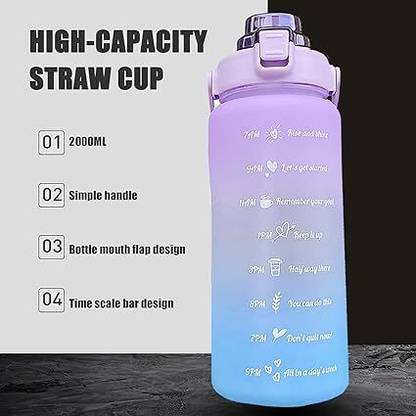 Virtuous Motivational Water Bottle, Time Marker Large Capacity 2L,BPA Free Water Bottles 2000 ml Bottle