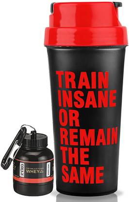 ZYRO Protein Funnel & Gym Shaker Stainless Steel Mixer Ball & Mesh Lump Free Shakes 700 ml Plastic Shaker