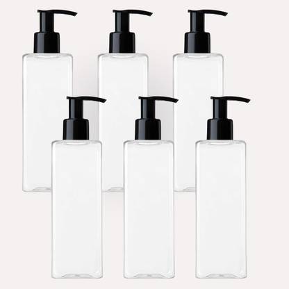 Thinqkart Select Empty Square Pump Bottles 250m For Oil / Shampoo / Liquid-(6pc) 250 ml Bottle