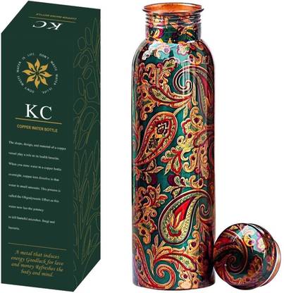 KC Pure Copper Water Bottle with Unique Print Designing And Copper Health Benefits 1000 ml Bottle