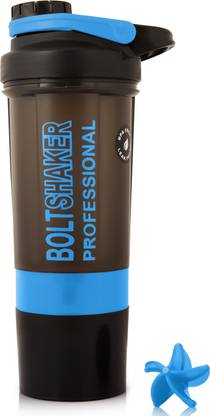 ZYRO Bolt Professional Gym Sipper Bottle with Blending Mixer Ball & 2 Containers 600 ml Shaker