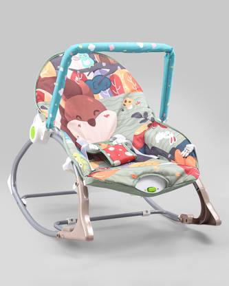 Play Nation Newborn to Toddler 2 in 1 Portable Rocker with Mosquito Net, Vibration & Music | Rocker and Bouncer