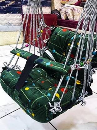 Jantrex Cotton Swing for Kids Baby's Children Folding and Washable 1-3 Years with Safety Belt Home Garden Jhula for Babies Swings