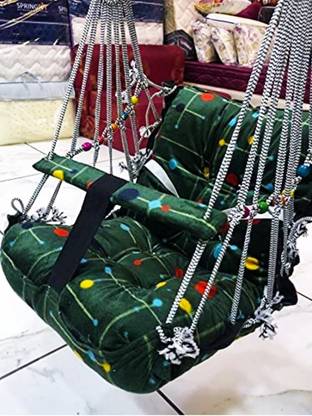 Jantrex Cotton Swing for Kids Baby's Children Folding and Washable 1-3 Years with Safety Belt Home Garden Jhula for Babies Swings