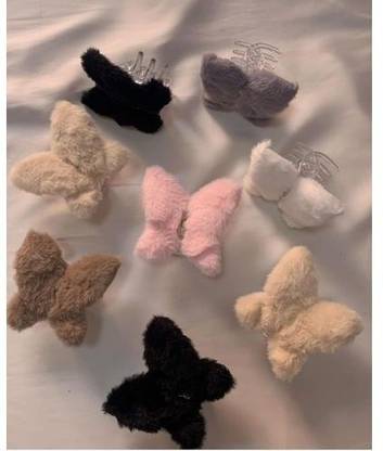 sheron BUTTERFLY FUR CLAW PACK OF 4PCS MULTICOLOUR Self Bow