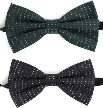 RANDOM STRIPE Bow Tie For men Polka Dots green black Self Bow