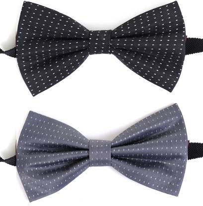 RANDOM STRIPE Bow Tie For men Polka Dots grey black Self Bow