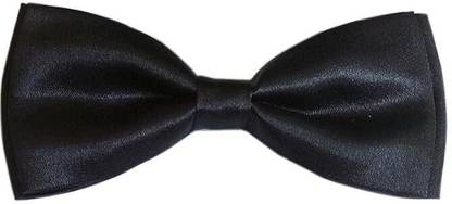 CALIXTO Single Layer Bow Tie For Men and Boys Solid Black Color Reflex Bow