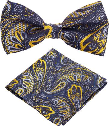 To The Nines Men's Blue Paisley Bow Tie & Matching Pocket Square Cross Bow