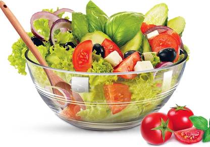 PKMSHO Glass Salad Bowl Clear & Non- Porous Glass | Scratch Resistant Transparent 1000ml Disposable