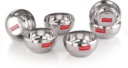 HAZEL Stainless Steel Serving Bowl Serving Bowl Set of 6 Stainless Steel Bowl for Dessert,150 ml each, Silver