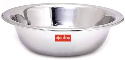 Ajay's Shoppe Stainless Steel Mixing Bowl Premium Quality Stainless Steel Atta Parat / Basin Mixing Bowl ( 2Liter)