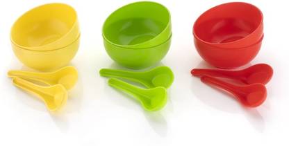 CAPTION Plastic Soup Bowl Plastic Round Shape Soup Bowls Set 6 Bowl and 6 Spoon Disposable